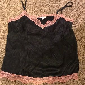 Black and pink silky cami tank top